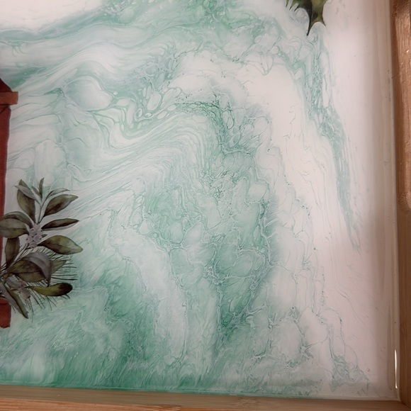 SERVING TRAY- with handles-  light wooden Festive Design - Picture 11 of 11